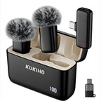 Micrófono Lavalier Inalámbrico para iPhone iPad Android con Estuche de Carga, 80H de Batería, Cancelación de Ruido, Alcance de 49.99 metros, Micrófono de Solapa con Clip Plug-Play para Grabación de Video, Vlog, Transmisión en Vivo