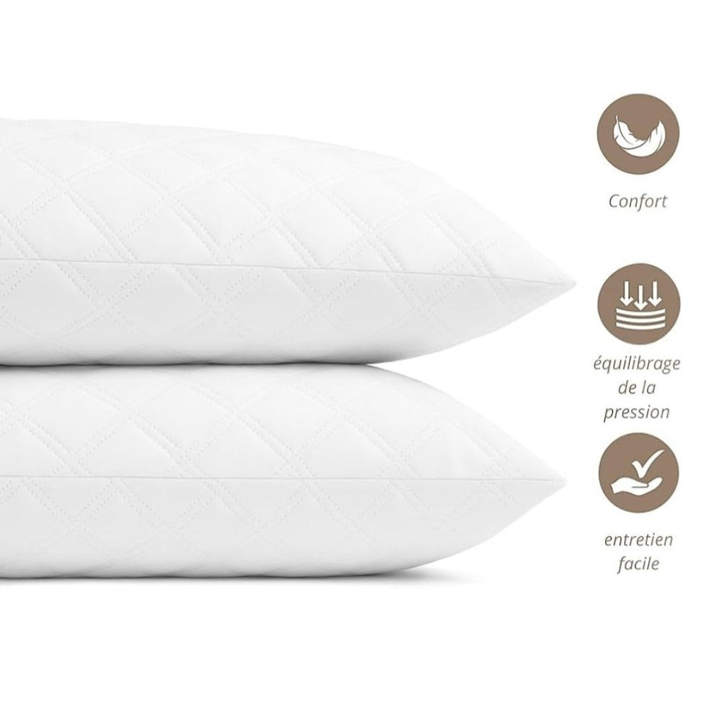 KGS Lote de 2 Cojines Cerrados 60X60Cm con Espuma Viscoelástica, Cojín Cuadrado Anti-Acaridos y Anti-Alérgico PROMOLINGE