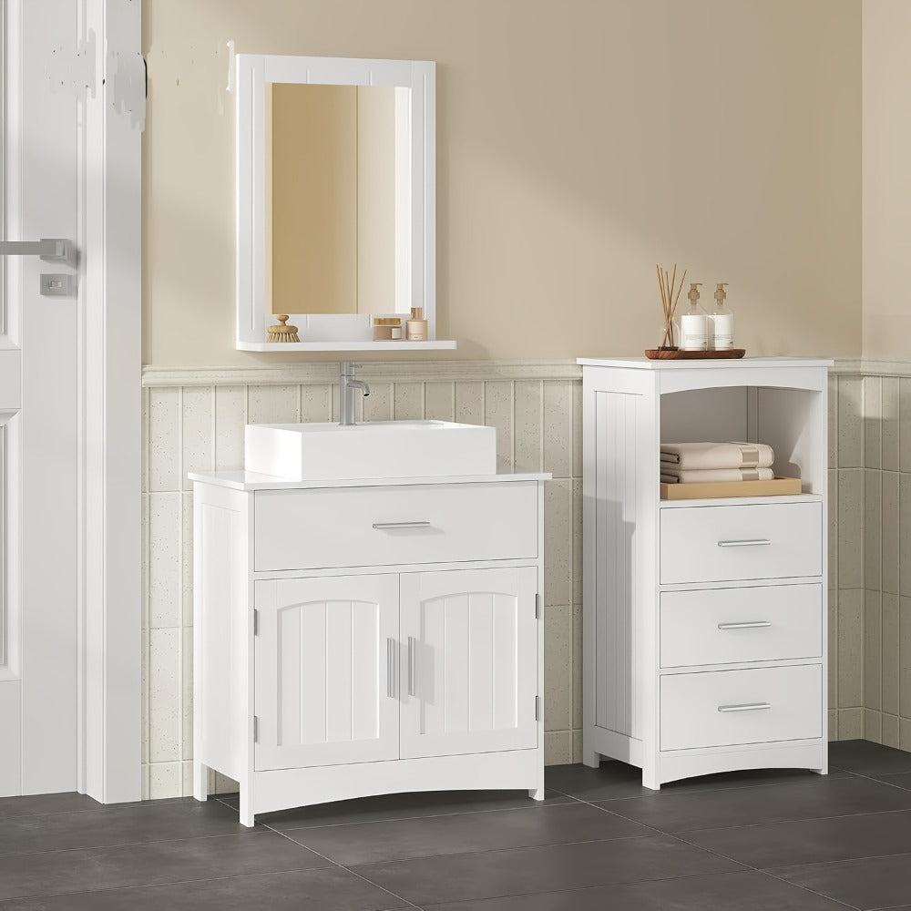 Armario de baño con espejo para medicinas aseo y almacenamiento del baño | 30 cm y 2 Compartimentos y Ajustable