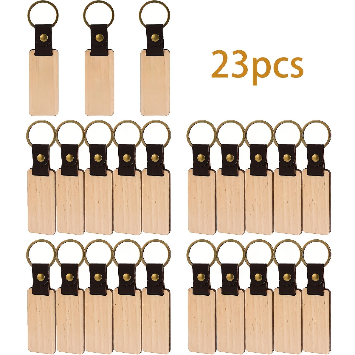 Dofiki 23/49/99 piezas de llaveros de madera, llaveros rectangulares en blanco de madera de haya para manualidades de regalos de festividades DIY, grabado láser, llaveros de madera al por mayor, anillas de madera para troncos, etiquetas para llaves