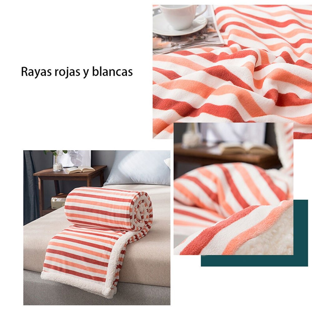 Manta franela de sherpa para Sofá y Cama, Gruesa y Suave, 100% Poliéster - Variedad de Tamaño y Colores - Apto para Todo el Año - Mantenimiento Fácil