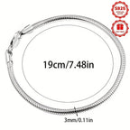 Pulsera de Cadena de Hueso de Serpiente Simple y Elegante en Plata 925, Estilo Chic y Versátil, Perfecta para Uso Diario, Regalos de San Valentín, Regalos de Vacaciones, Ideal para Cumpleaños y Vacaciones en la Playa