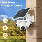Cámara de seguridad solar solar exterior de 8MP con triple lente y triple vista 4G, videovigilancia, rotación panorámica-inclinable PTZ 360°, seguimiento de movimiento, detección humana PIR, audio bidireccional, visión nocturna a todo color, notificacione