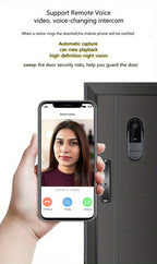 Cámara de Timbre WiFi Inalámbrica con Audio Bidireccional - Resolución HD, Timbre Visual WiFi con Cámara, Timbre Inteligente Inalámbrico Visual - Cámara de Timbre WiFi para Puerta, Visión Nocturna, Cambiador de Voz, Grabación de Fotos y Vídeos, Batería de