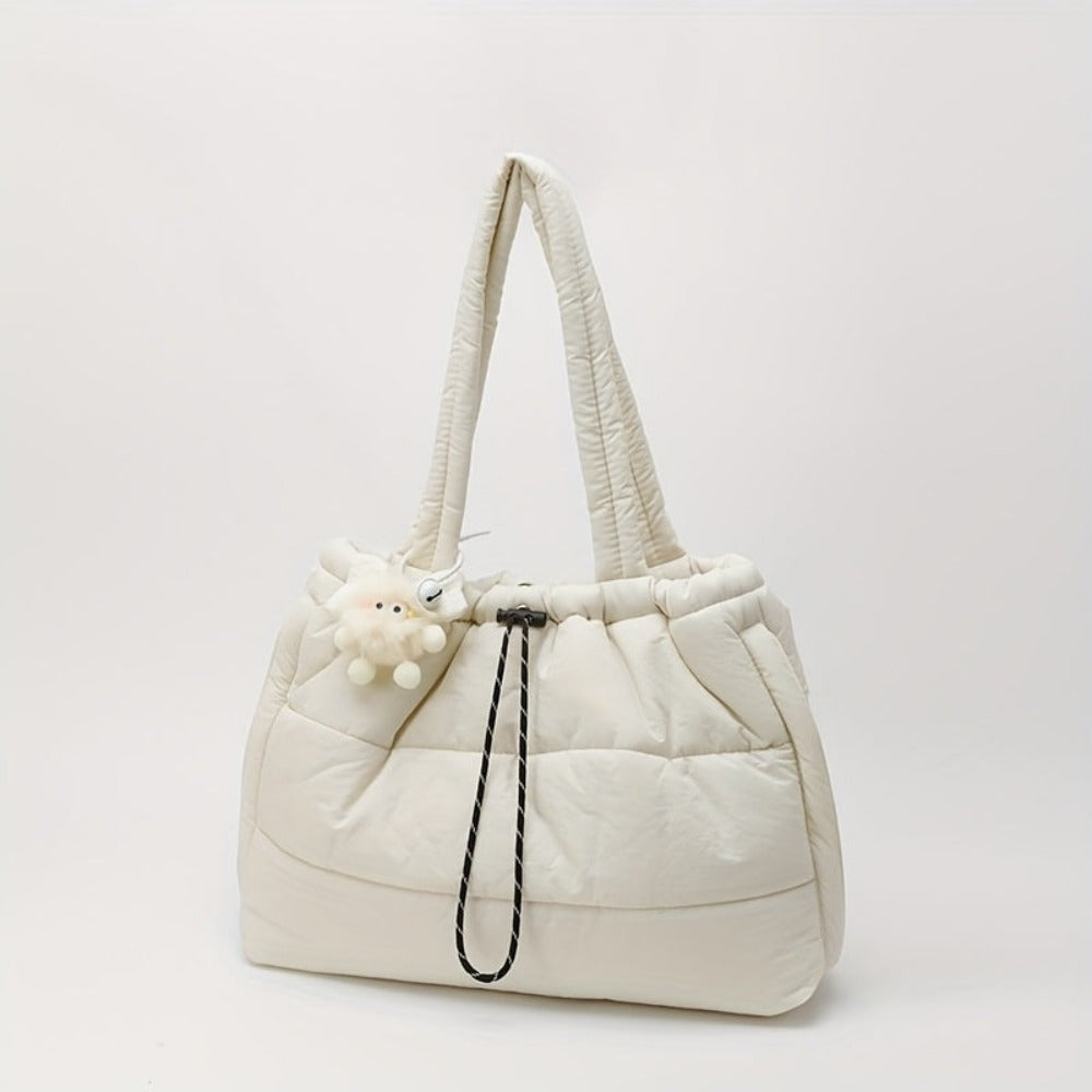 Bolso tote acolchado imprescindible 2026 - Bolso de hombro cruzado acolchado | Bolso de mano de gran capacidad inspirado en abrigo para mujer (Organizador multibolsillos)