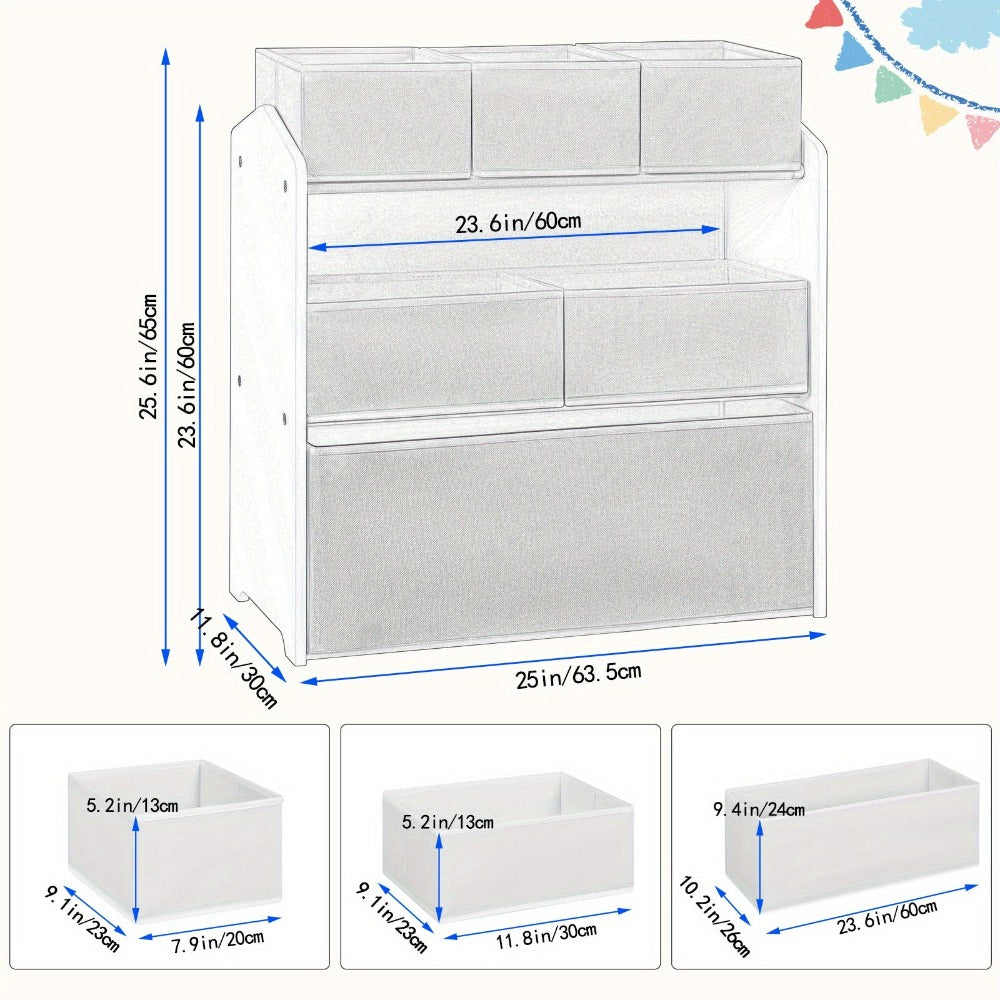 Armario de almacenamiento de una pieza con seis cajones, ideal para organizar y decorar tu hogar. Esta caja de almacenamiento no tejida es perfecta para varias habitaciones, incluyendo la sala de estar, el dormitorio y el baño. Las dimensiones son de 63X6
