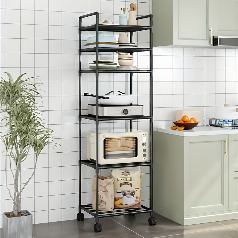 Estante de Almacenamiento Rodante de 5/6 Niveles - Organizador Multicapa de 167.64 cm - Ahorro de Espacio, Estante Ajustable y Multifuncional, Adecuado para Cocina, Baño, Sala de Estar, Oficina y Estudio, Solución de Almacenamiento Perfecta, Estante de Pi