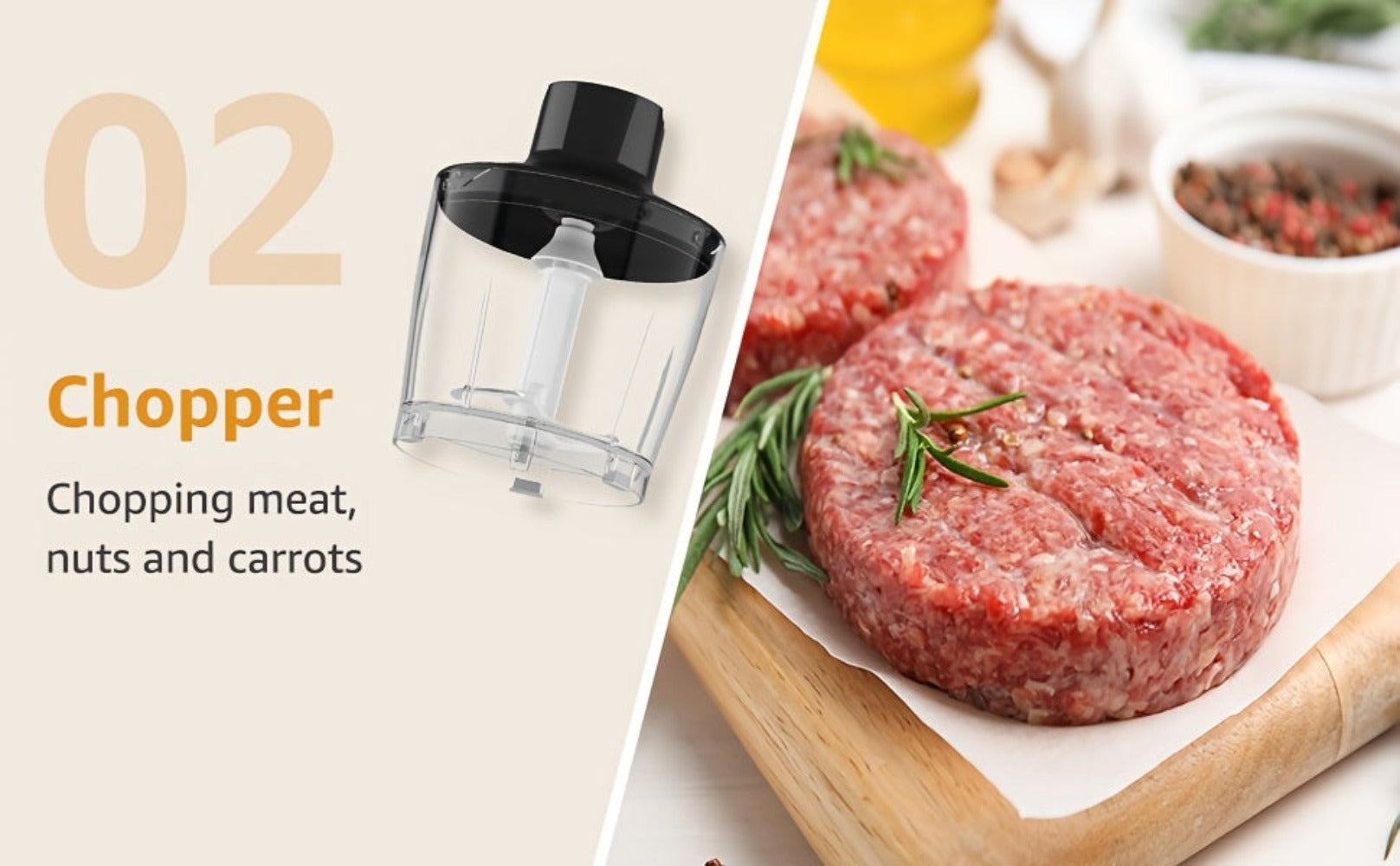 Batidora de Mano 9 en 1 - Varilla de Acero Inoxidable con 5 Velocidades, Picadora, Batidor y Espumador de Leche. Ideal para Carne, Puré de Patatas y Comida para Bebés detail image - detail view 13