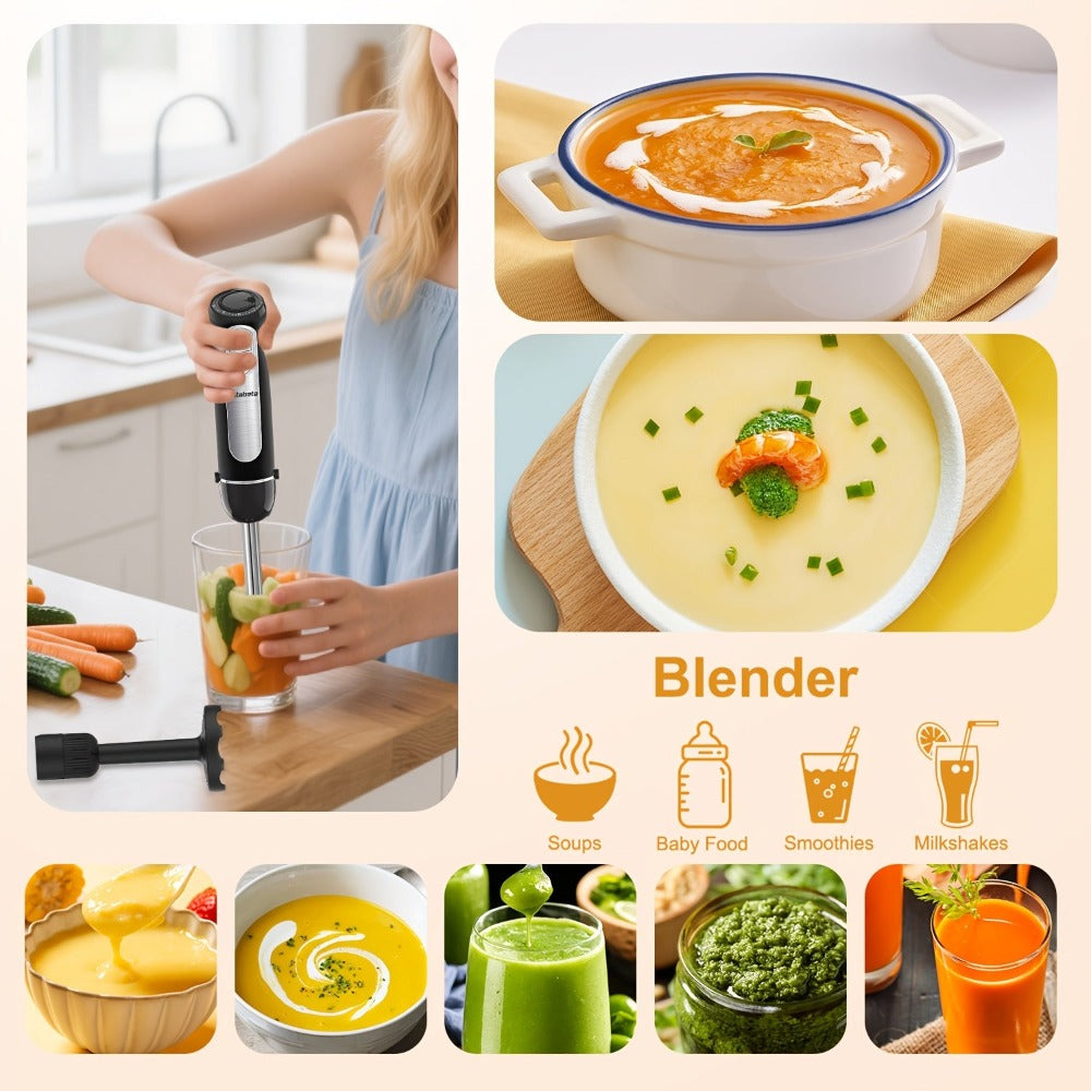 Batidora de Mano 9 en 1 - Varilla de Acero Inoxidable con 5 Velocidades, Picadora, Batidor y Espumador de Leche. Ideal para Carne, Puré de Patatas y Comida para Bebés detail image - detail view 9