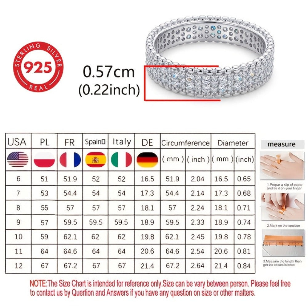Anillo de moda exquisito para mujer PM:A25 de plata de ley 925, elegante y con estilo, con incrustaciones de circonita sintética, un anillo de joyería de alto valor para mujer, adecuado para viajes de vacaciones y uso diario, el regalo conmemorativo perfe