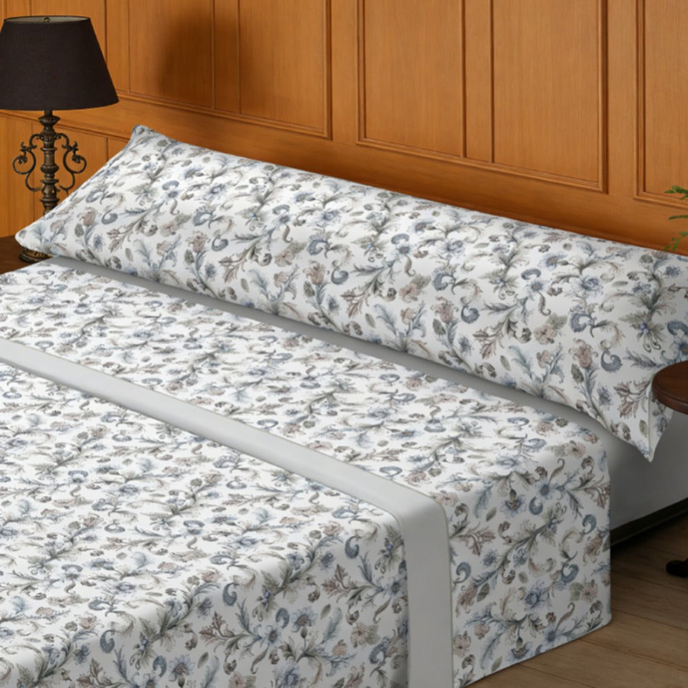Juego de cama de tres piezas apto para todas las estaciones, que incluye una sábana, una sábana ajustable y fundas de almohada. Medidas: 90 cm, 105 cm, 135 cm, 150 cm y 180 cm.