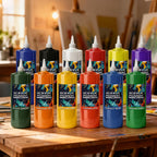 Set de Pintura Acrílica de 12 Colores | Botella con Boquilla de 500ml/16.91oz, Pintura Acrílica para Madera, Ropa, Cerámica, Tela | Pintura Profesional Hecha a Mano, Suministros para Pintura de Madera y Lienzo para Artistas, Adecuado para Aficionados a la