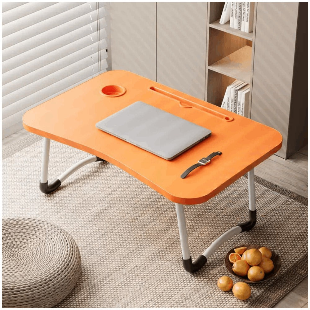 Mesa plegable multifunción para cama y sofá con portavasos, 60×40×28 cm, mesa auxiliar con atril para leer en la cama, bandeja multifunción para ordenador, libros, trabajo y estudio en casa (con cajón / sin cajón)