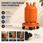 Soporte para bombona butano, Portabombonas, Carro Porta bombona Gas, Portamacetas, Plástico, Incluye 4 Ruedas, 33,5 cm de diámetro y 7,5 cm de Alto, Naranja