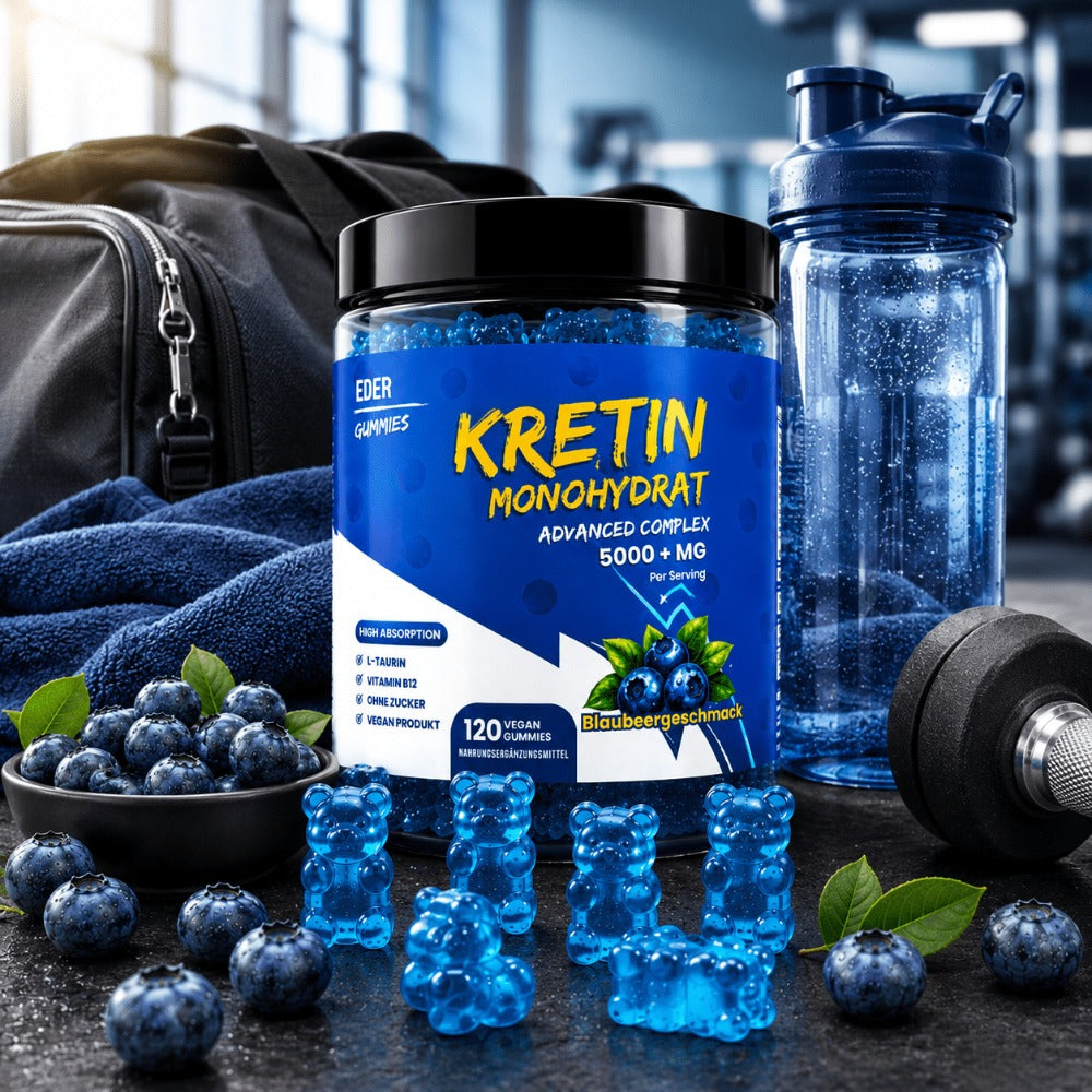 Gomitas de Monohidrato de Creatina, Sabor a Arándano sin Azúcar, 5000 mg por Porción con L-Taurina y Vitamina B12, Suplemento de Creatina Masticable de 120 Unidades para Hombres y Mujeres, No Requiere Mezcla, Soporte Diario para Entrenamiento