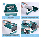 Caja de Arena para Gatos Espaciosa con Tapa Arenero - A Prueba de Fugas, Diseño Plegable, Soporta hasta 14.97 KG, Incluye Pala, Sin Rastro para Limpieza Fácil, Construcción Duradera de ABS/PE/Silicona, Forma Rectangular, Caixa de Arena para Gatos Extra Gr