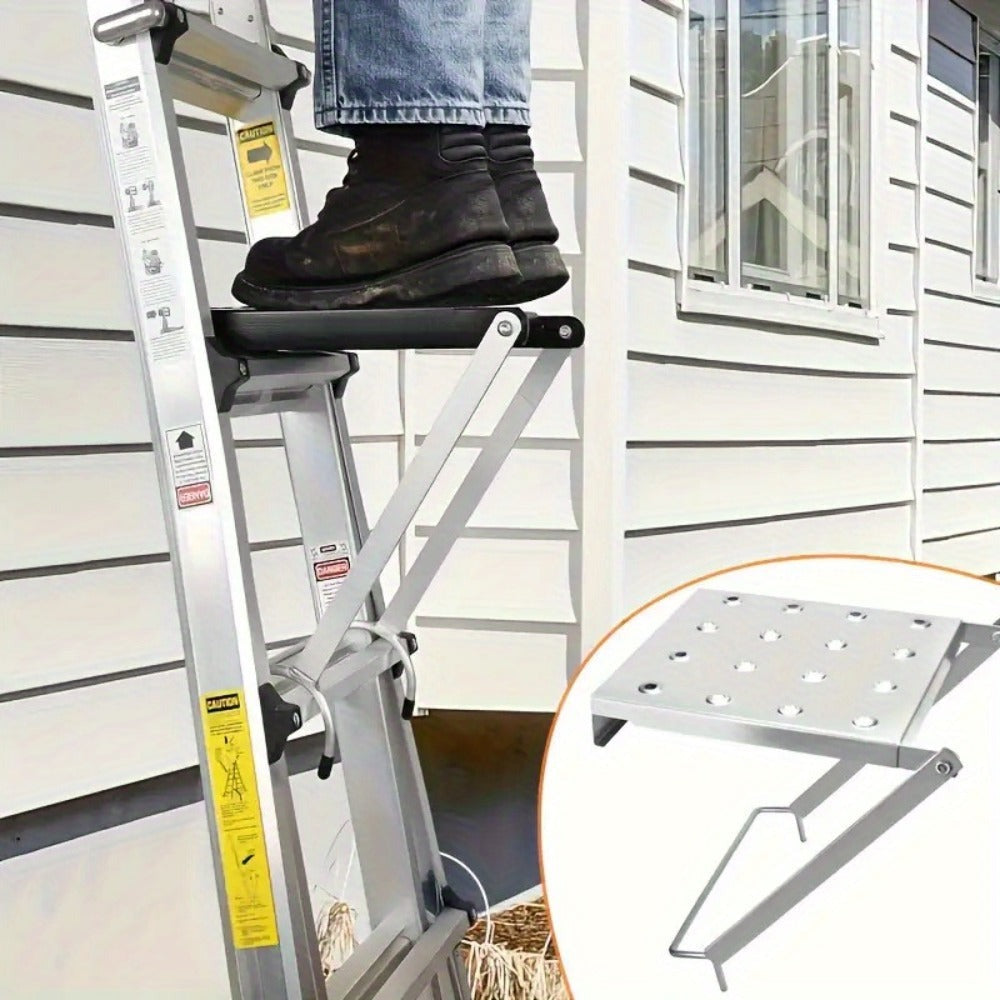Accesorio de plataforma de herramientas de escalera de metal de alta resistencia - Estante de trabajo antideslizante y bandeja de herramientas con múltiples soportes de herramientas, altura ajustable, 350mm x 300mm x 60mm, 10,5" x 11,5" x 2,3" para electr