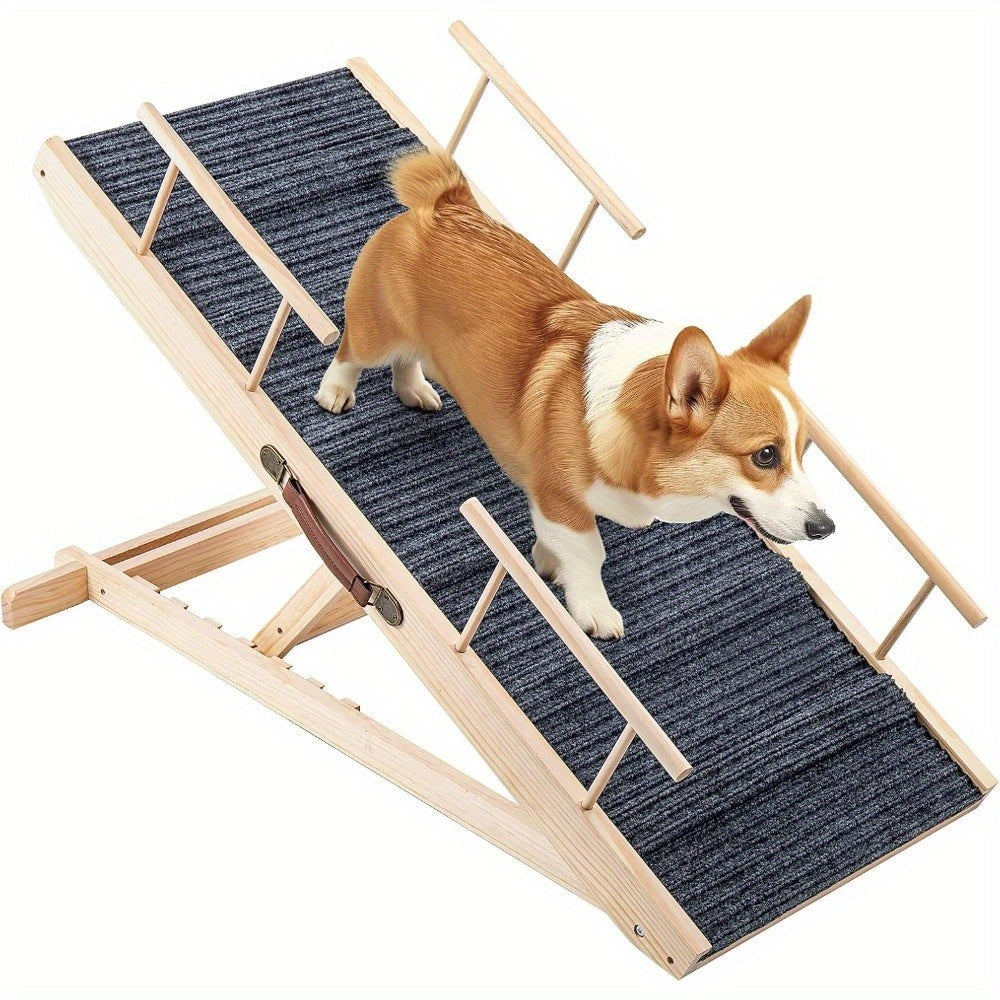 Escaleras y Rampas para Perros Plegables y Ajustables en Altura, Antideslizantes, Capacidad de Carga Hasta 80 kg, Rango de Ajuste de Altura de 30 cm a 60 cm