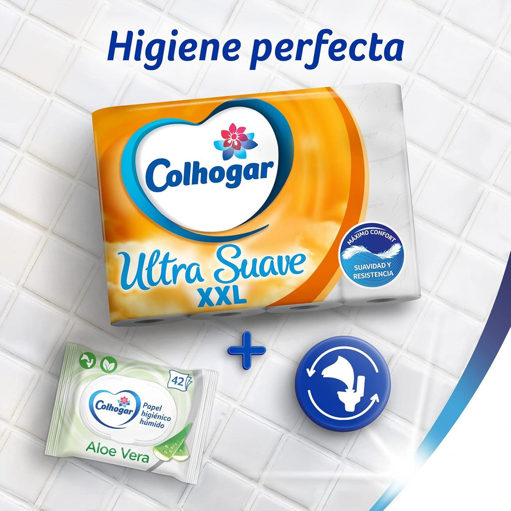 Colhogar Ultra Suave XXL 30 ROLLOS DE 32.5 METROS - Papel Higiénico Suave - Paquete con 30 Rollos Extra Grandes - Papel de Baño de 2 Capas - 100% Libre de Perfume - Blanco