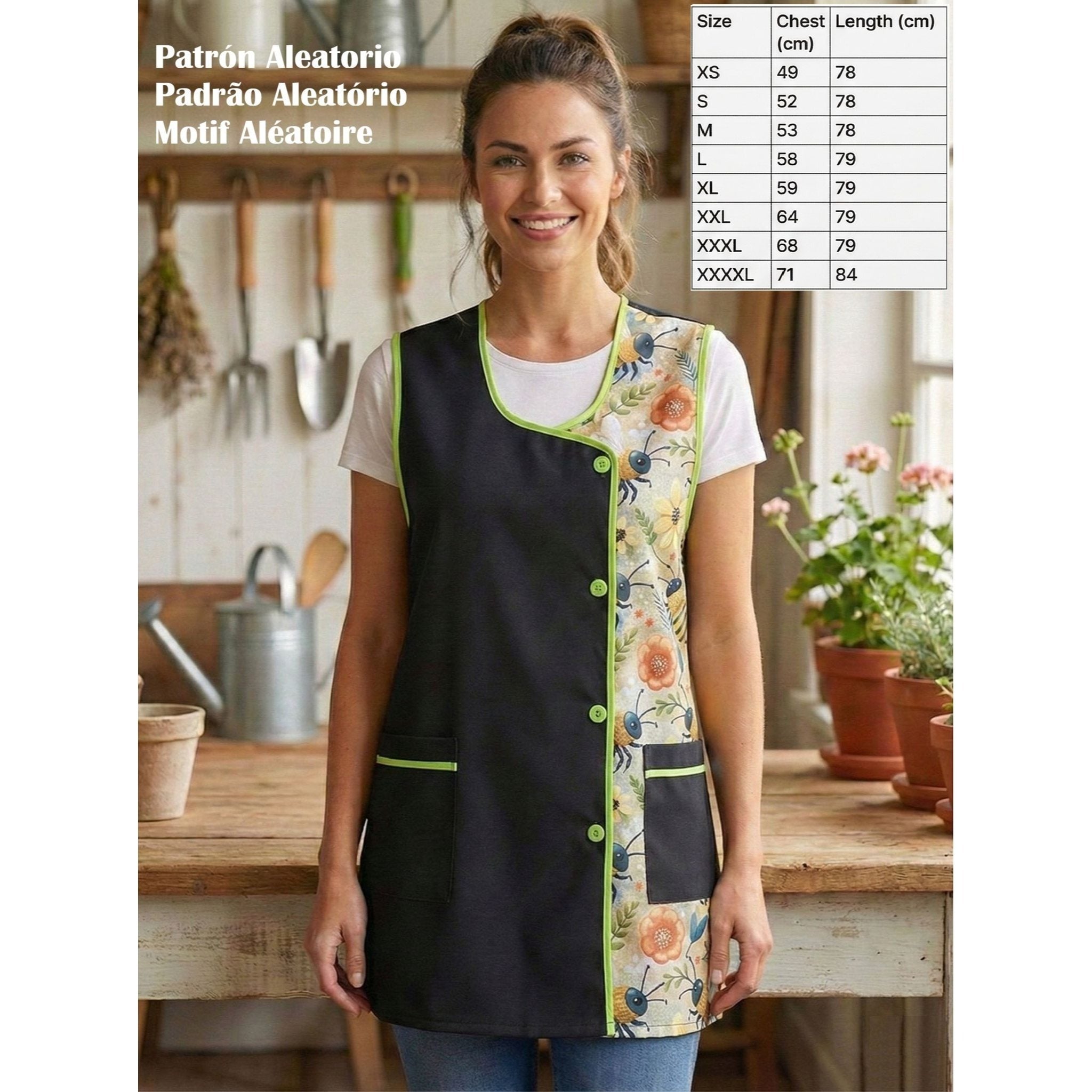 Mandilón de Cocina para Mujer Estampado Patrón Aleatorio Cómodo y Resistente