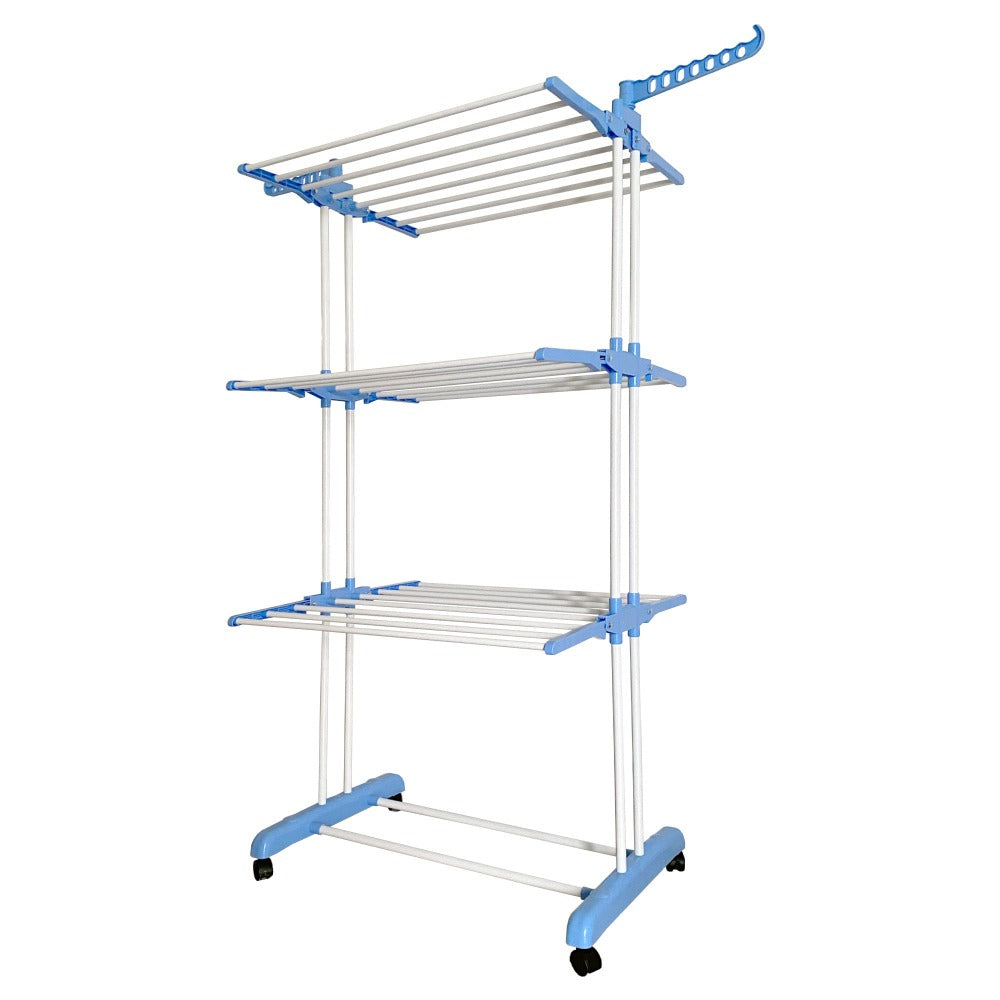 Tendedero Ropa Plegable Vertical XXL Nyana Home Ruedas Pivotantes 360º Multifuncional 4 Niveles y Alas Plegables Hasta 20 Metros de Secado Secadora de Ropa Tendedero de Ropa Tendal Exteriores Interiores Alas Laterales Plegables
