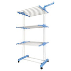 Tendedero Ropa Plegable Vertical XXL Nyana Home Ruedas Pivotantes 360º Multifuncional 4 Niveles y Alas Plegables Hasta 20 Metros de Secado Secadora de Ropa Tendedero de Ropa Tendal Exteriores Interiores Alas Laterales Plegables