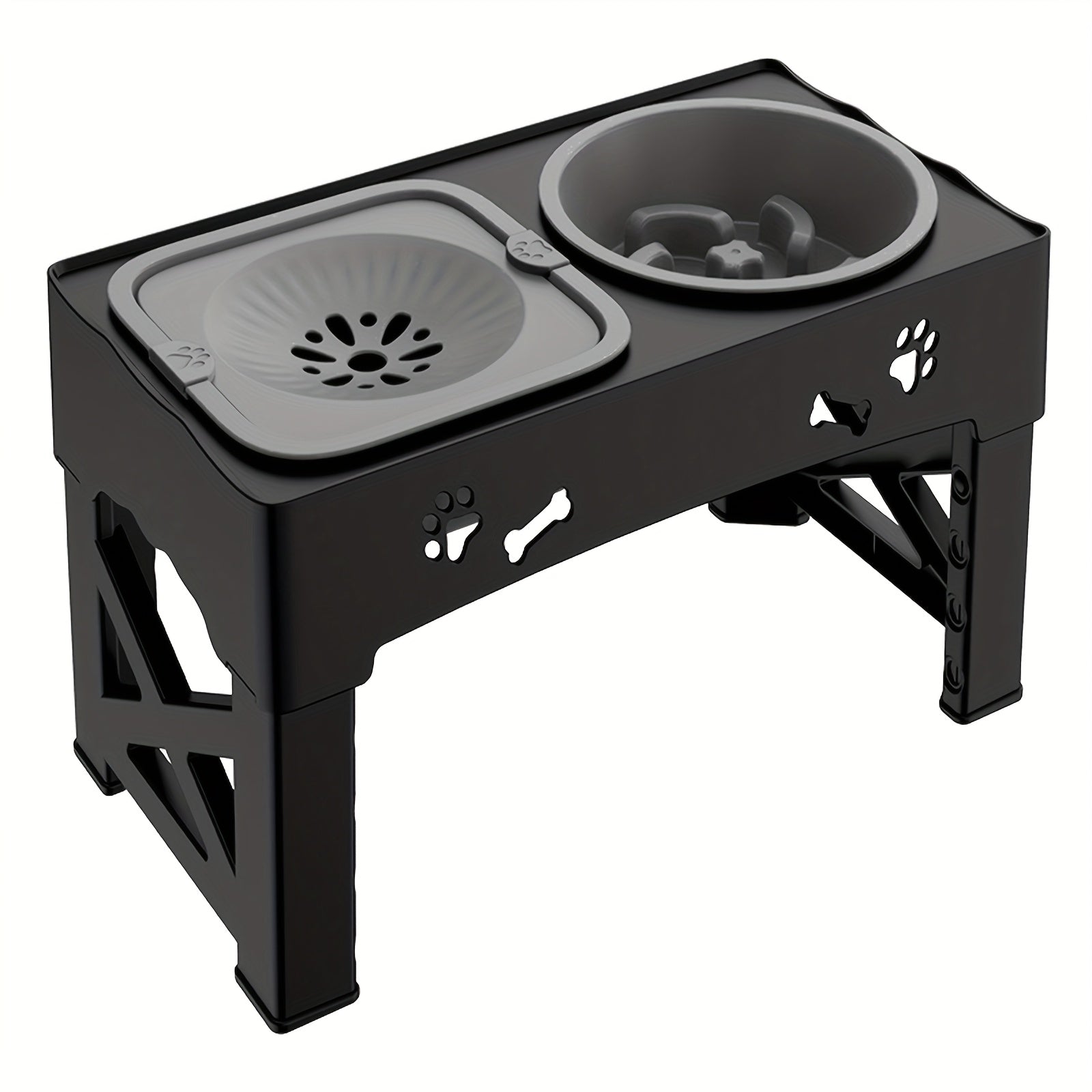 Comedero para mascotas | 1 Set Comedero Elevado para Mascotas, Soporte Ajustable de Doble Tazón para Perros y Gatos, Estación de Alimentación