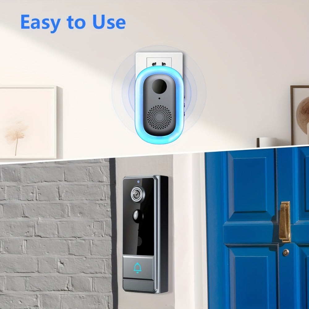 Timbre sin varillas para seguridad del hogar, cámara de seguridad con visión nocturna, 960P HD, detección de movimiento PIR, batería recargable de 2600mAh - Fácil de montar y controlado por aplicación, cámara de seguridad inalámbrica para el hogar, timbre