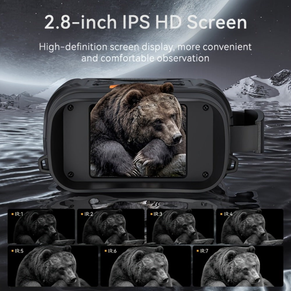 Binoculares Digitales de Visión Nocturna HD con Pantalla de 2.8" - 10x Digital, 800m de Uso Diurno y Nocturno en Completa Oscuridad, Alimentación por USB, Visor Infrarrojo de Visión Nocturna, Ajuste Infrarrojo de 7 Velocidades, para Caza, Exploración al A