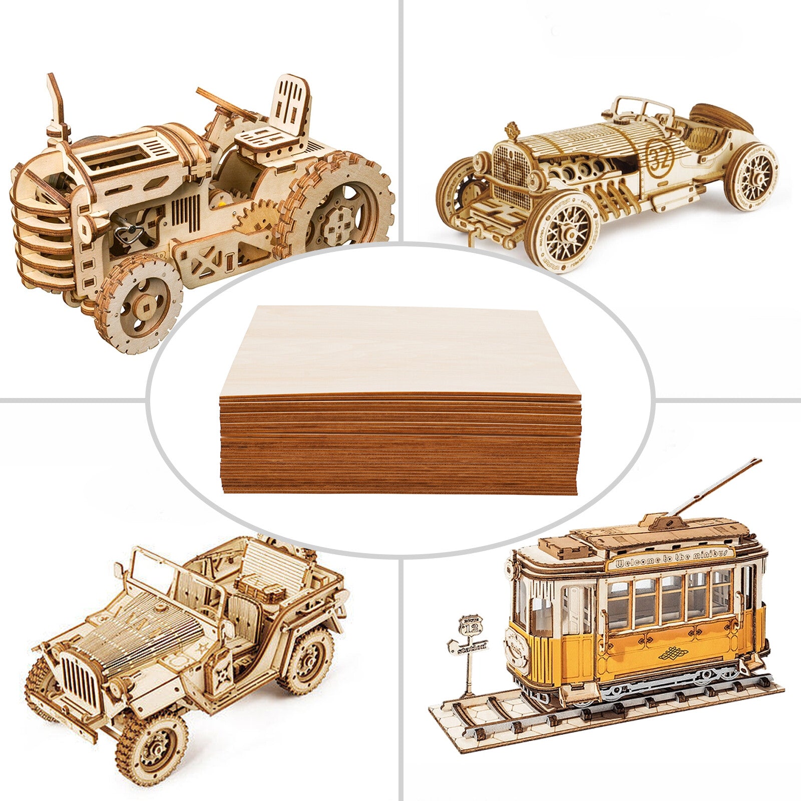 Paquete de 30 paneles de contrachapado, 300 x 300 x 3 mm, madera de tilo engrosada para manualidades, contrachapado para proyectos láser, manualidades de bricolaje, maquetas, pintura, cuadros grabados