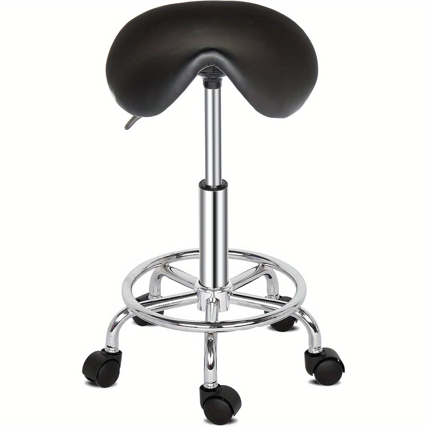 Bonnlo Taburete, Taburete Rodante de Altura Ajustable, Taburete de Trabajo Giratorio de 360°, Taburete Giratorio para Oficina/Salón/Bar, Cuero Sintético