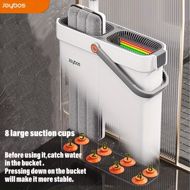 1 unidad de fregona plana Joybos con cubo para fregona para una limpieza fácil del piso, 4 paños de microfibra para quitar el polvo, fregona de plástico duradera, ideal para el hogar, la cocina, la sala de estar, el dormitorio, el uso en el piso del baño,