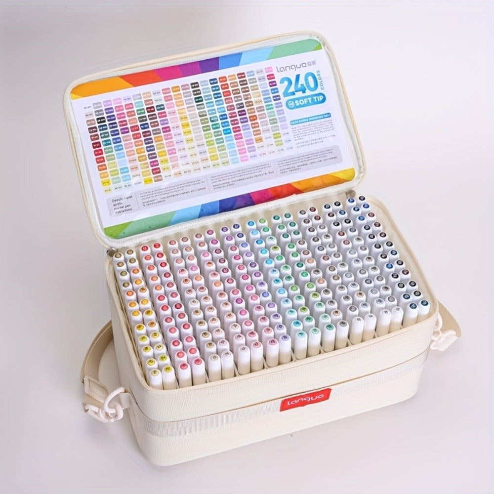 Languo Nuevo Set de Rotuladores Acrílicos de 240 Colores, Colores Vibrantes y Ricos para una Creatividad Sin Esfuerzo. Garantiza una Retención de Color Duradera Sin Decoloración en Tus Obra de Arte. Perfecto para Contornear, Sombreado y Detallar