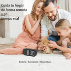 Cámara despertador Wifi 1080P con detección de movimiento, visualización remota y grabación en bucle, incluye tarjeta SD de 16GB, alertas ricas, cámara de vigilancia HD para el hogar, cámara de monitoreo segura adecuada para tu hogar, oficina o mascota