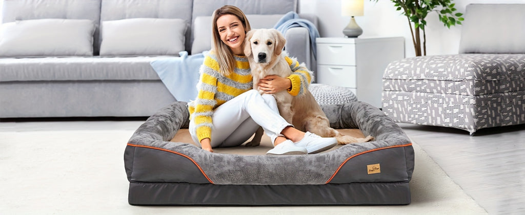 Cama ortopédica extragrande para perro, cama para mascotas de espuma de esponja, con funda lavable con cremallera, sofá tumbona para perros, para perros grandes y jumbo, regalo de juguete con chirrido, XL-3XL