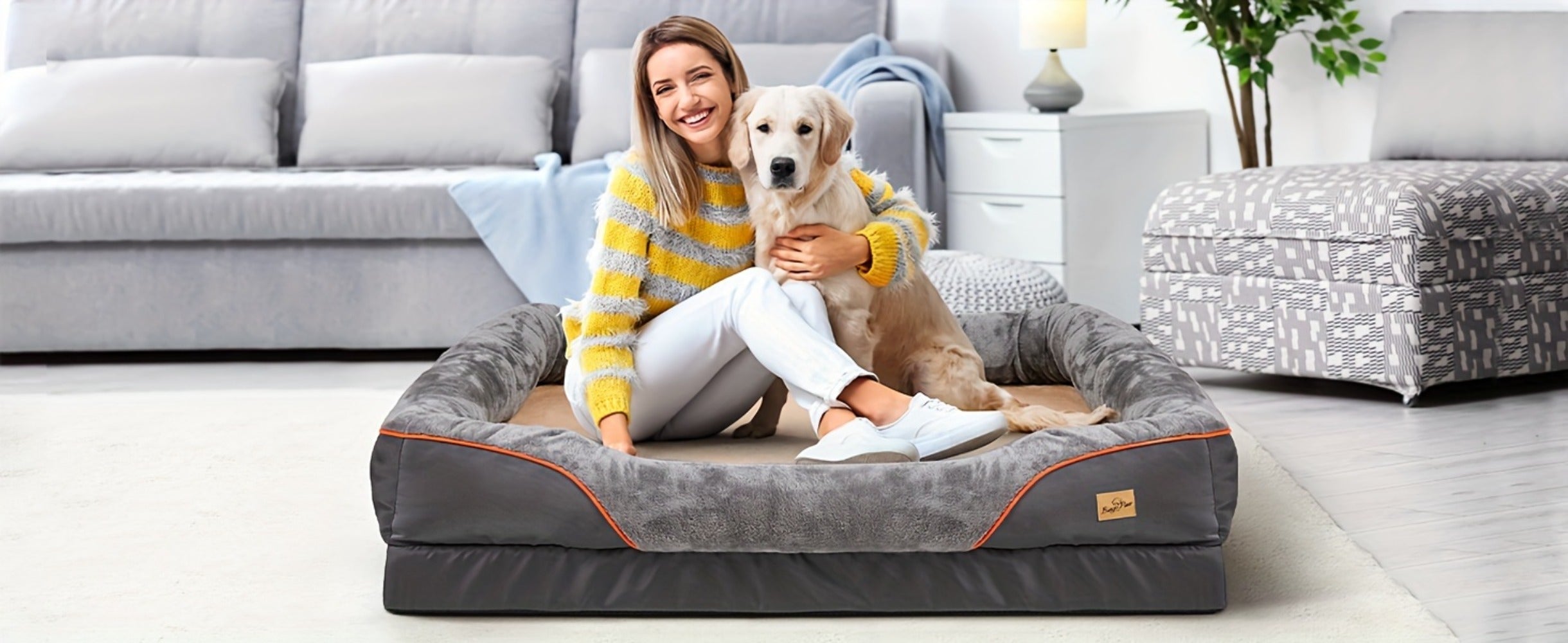 Cama ortopédica extragrande para perro, cama para mascotas de espuma de esponja, con funda lavable con cremallera, sofá tumbona para perros, para perros grandes y jumbo, regalo de juguete con chirrido, XL-3XL