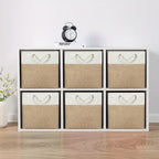 Organizador Plegable 3x con Asas Cesta de Almacenamiento de Tela para Estantes, Armarios y Alacenas Duradero y Ligero Organización del Hogar Color Caqui