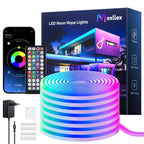 Luces de cuerda neón, luces de cuerda LED flexibles con control de App/Control remoto, luces de cuerda multimodo, luces neón LED RGB, tira de luz neón LED para juegos con sincronización de música para decoración de dormitorio