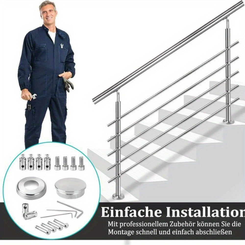 Kit de barandilla de escaleras en acero inoxidable para exteriores e interiores sin barras transversales
