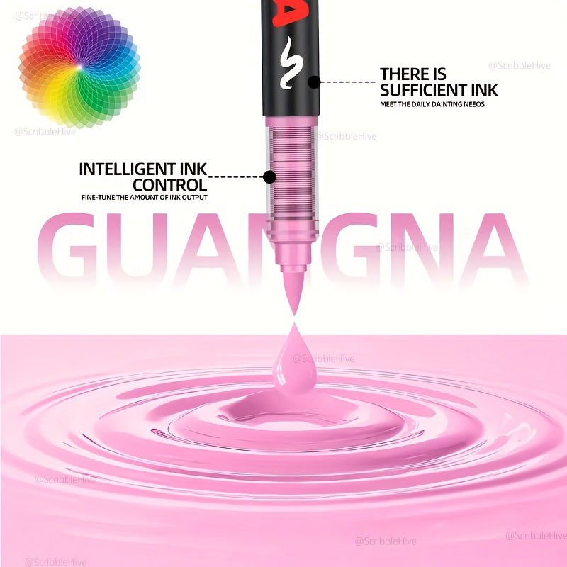 Rotuladores | Guangna Juego de rotuladores acrílicos nuevos de 288/240 colores, tinta líquida, rotuladores de dibujo artístico, empaque elegante