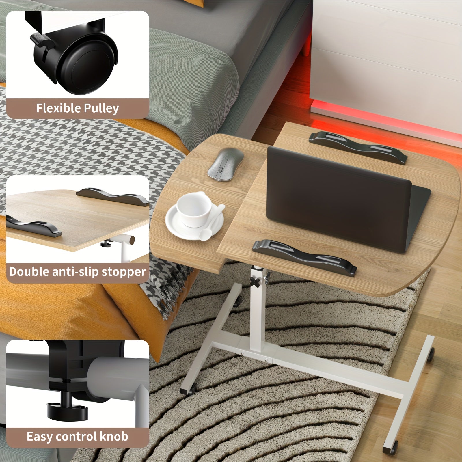 Mesa auxiliar para salón y dormitorio | 96.5 cm y con ruedas