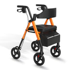Andador Rollator Plegable para Adultos Mayores, Ayuda de Movilidad Ligera de Aluminio, Ruedas Univer Todoterreno de 20.32cm, Altura Dual Ajustable, Asiento y Respaldo Acolchado Ergonómico de PU, Capacidad de Peso de 136.08 KG
