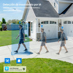 Cámara de seguridad exterior de 8MP con sistema PTZ de triple lente, /inclinación de 355°, detección humana PIR, audio bidireccional, visión nocturna a todo color, cámara WiFi adecuada para vigilancia empresarial, aplicación y notificaciones de alarma