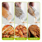 Juego de tarros para especias cuadrados Soontrans [12/24 piezas] con tapa, tarros para especias de 120 ml, agitadores de especias con pegatinas vacías, cepillo de limpieza, colador