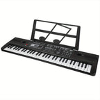 Teclado de Piano Digital de 61 Teclas con Micrófono, Teclado de Piano Musical Portátil, Teclado Electrónico Multifuncional, Instrumento Musical de Teclado para Piano, Regalos de Cumpleaños para Principiantes (Con Pantalla LCD)