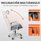 RELAXTY Silla de Oficina Ergonómica – Ajustable y Reclinable con Reposacabezas, Soporte Lumbar, Malla Transpirable y Ruedas 360° | Soporta Hasta 100 kg