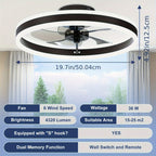Ventilador de techo con luz y aplicación para dormitorio y sala de estar | Control Remoto