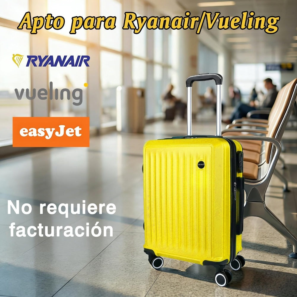 Maleta De Cabina Exclusiva Para Vuelos Europeos, Ideal Para Vacaciones De Verano Y Viajes A La Playa. Dimensiones Precisas De 55×40×20 Cm, Diseño Rígido Resistente Con 4 Ruedas Giratorias 360°, Tirador Telescópico Suave Y Cerradura De Seguridad. Ligera Y