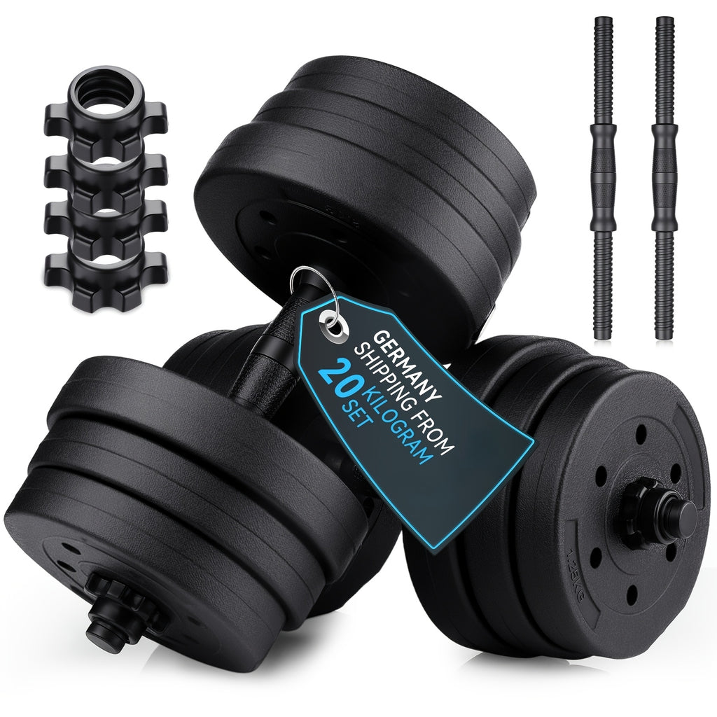Juego de mancuernas ajustables 2 en 1 de 30 kg | Juego de mancuernas y barra | Equipo de gimnasio en casa para entrenamiento de fuerza, desarrollo muscular, ejercicios de brazos y fitness de cuerpo completo | Diseño que ahorra espacio para entrenamientos