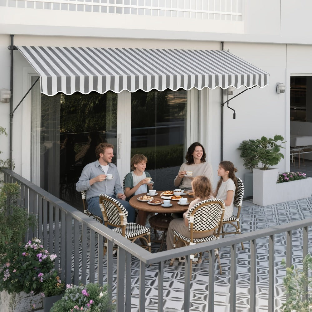 Funda para toldo de balcón con abrazadera, cubierta para toldo de balcón con manivela, sin perforación, altura ajustable para balcón y jardín